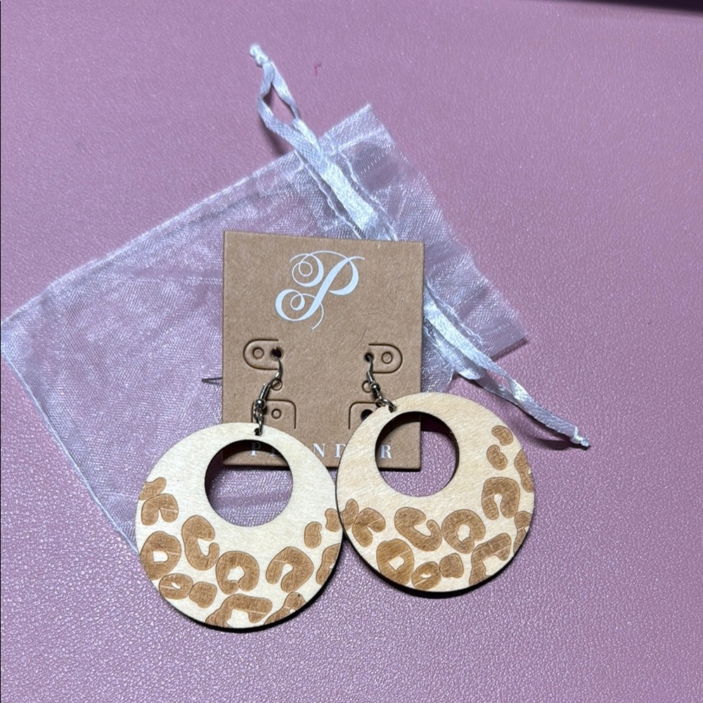 Plunder Leopard Print Earrings - Brown and Tan